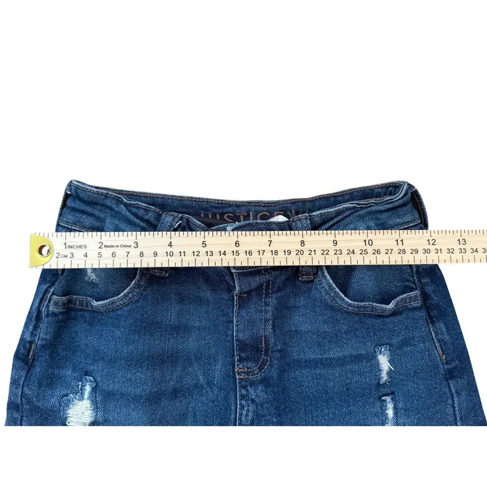 ⁠Justice Girls Distressed Denim High-Rise Skort Size 12